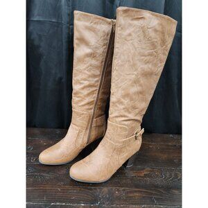 NEW Journee Carver Tan Knee-High Boots In Wide Calf/Sz. 9